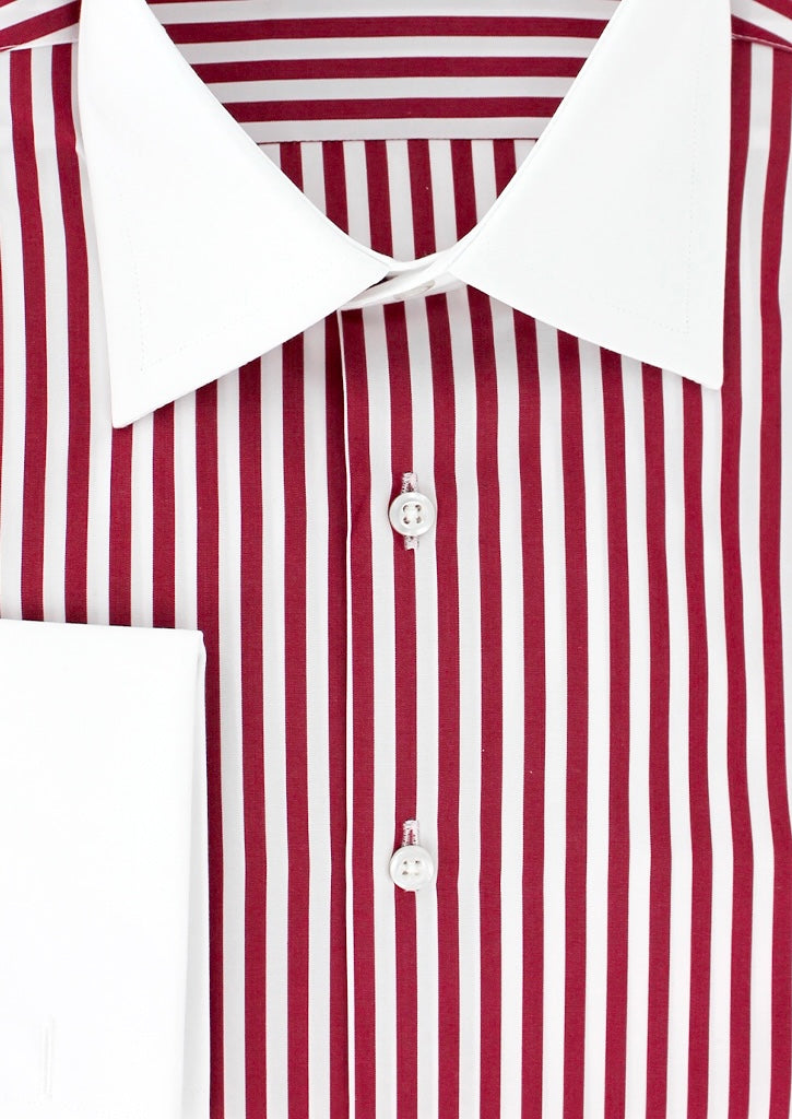 Chemise Stefano Ricci Rayée Rouge/blanc - Coton 100%, Taille 40/15 3/4, Neuf Sans étiquette