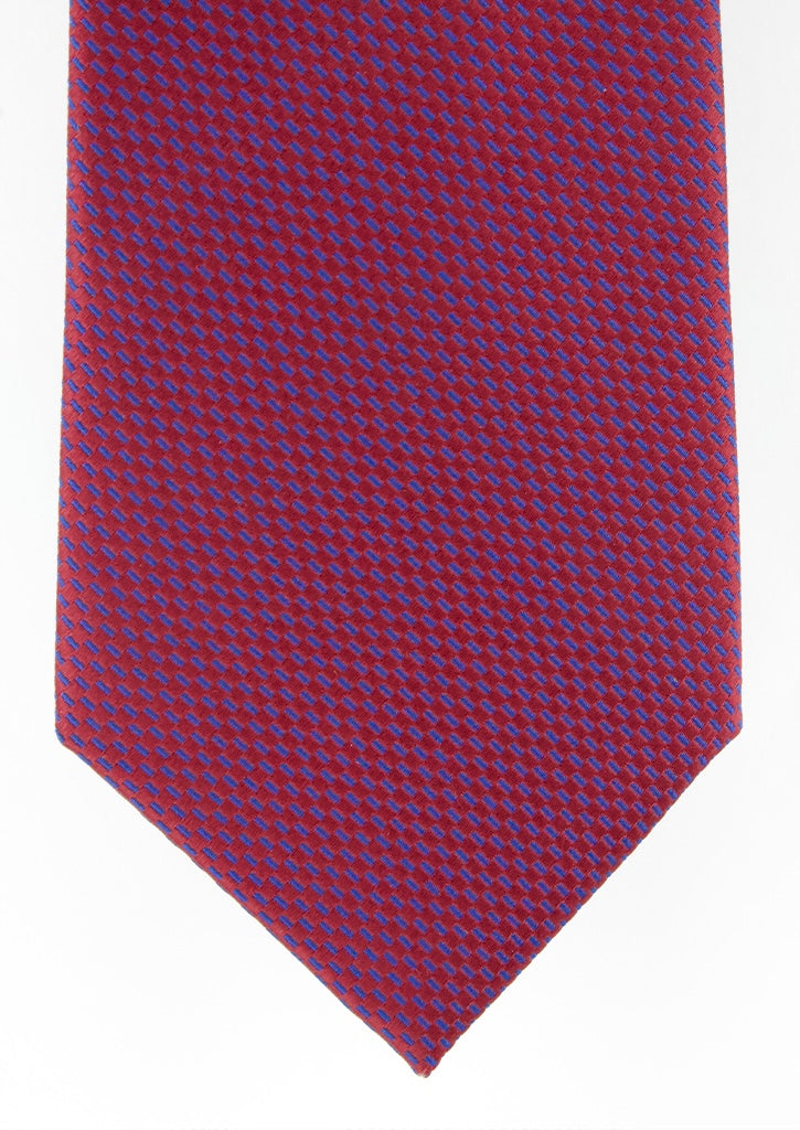 Cravate Pierre Balmain 100% Soie Rouge Motif - Vintage - Occasion TBE