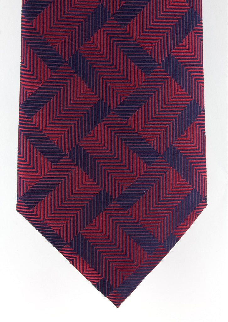 TigerTie Lurex Cravate En Soie Rouge Noir Argent à Carreaux