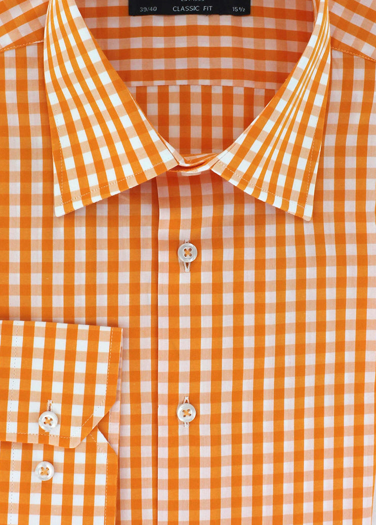 orange gingham men's dress shirt Orange Large Gingham Shirt