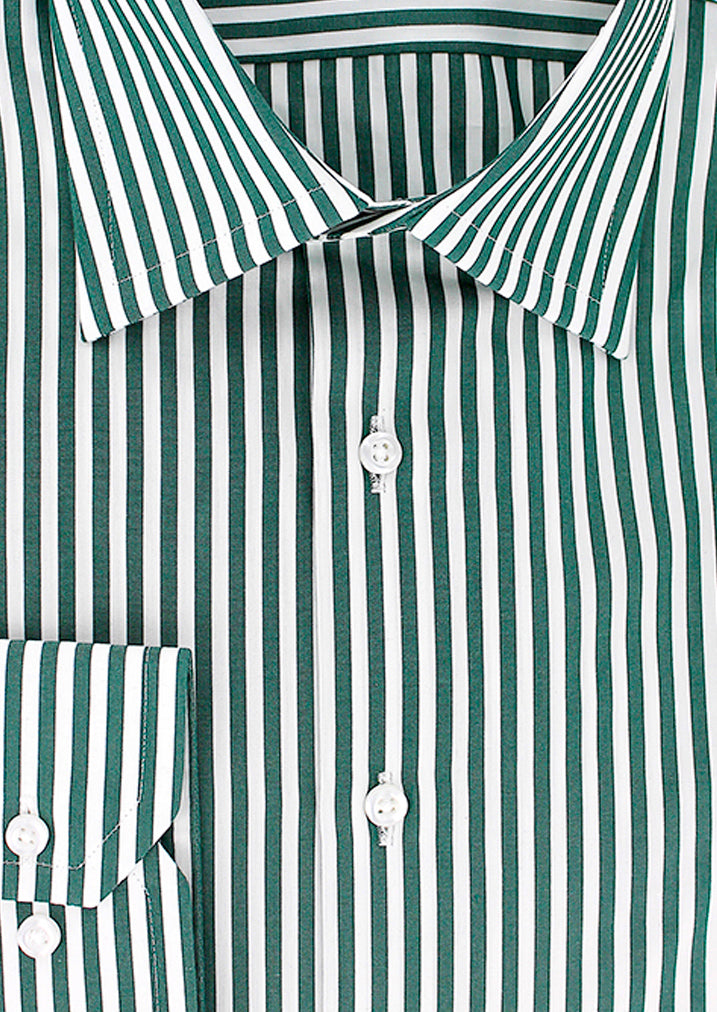 Chemise classique rayures bâtons vertes Cotton Park