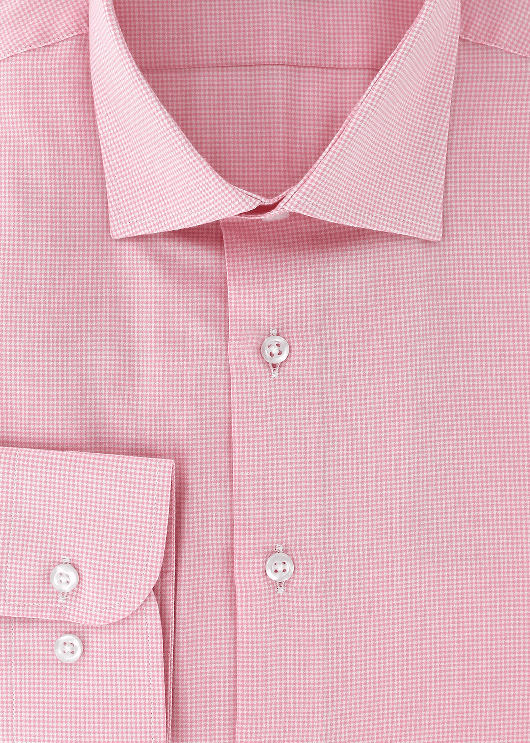 Chemise cintrée rose à motifs pied-de-poule | Cotton Park