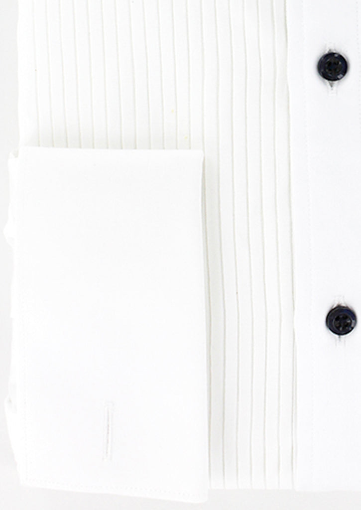 Chemise plastron plissé blanc à poignets mousquetaires | Cotton Park