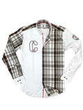 Chemise sport chic à motif marron brodée | Cotton Park