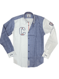 Chemise élégante pour homme sport chic carreaux bleus brodée | Cotton Park