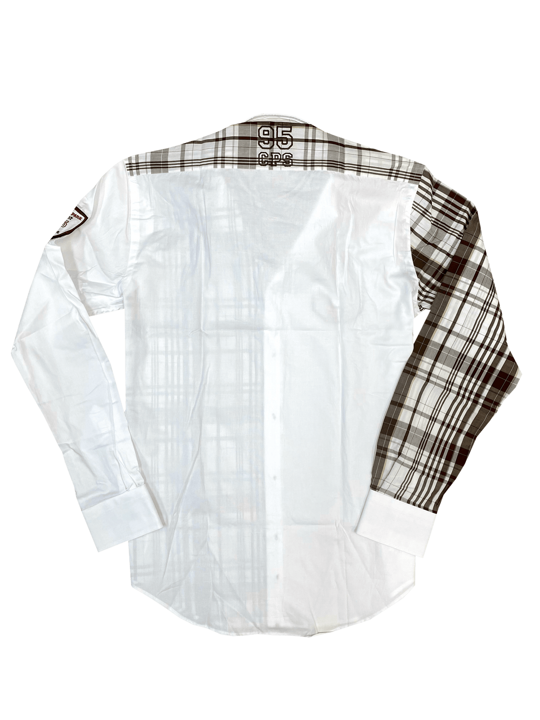 Chemise sport chic à motif marron brodée | Cotton Park
