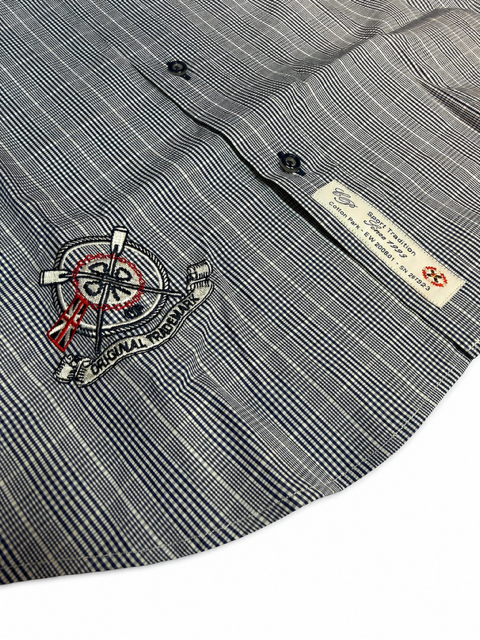 Chemise sport chic carreaux bleu marine
