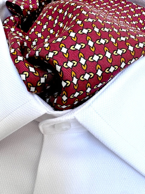 Ascot en soie bordeaux et blanc
