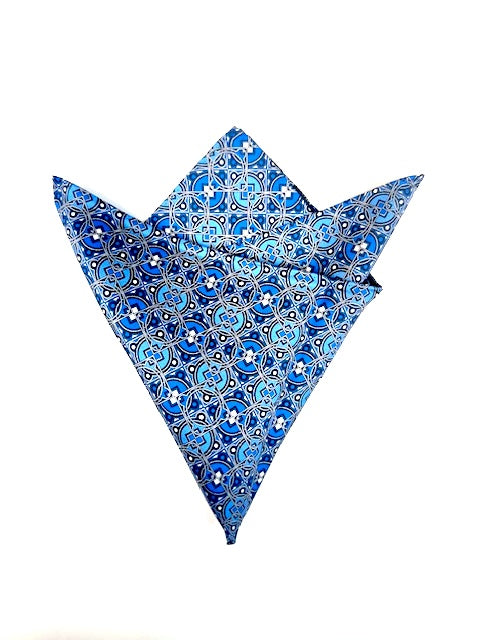 Pochette soie camaieu de bleu