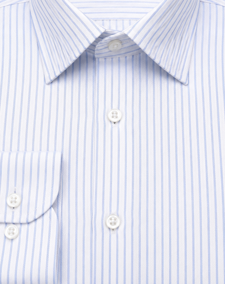 Chemise classique rayures bleu ciel motif chevron
