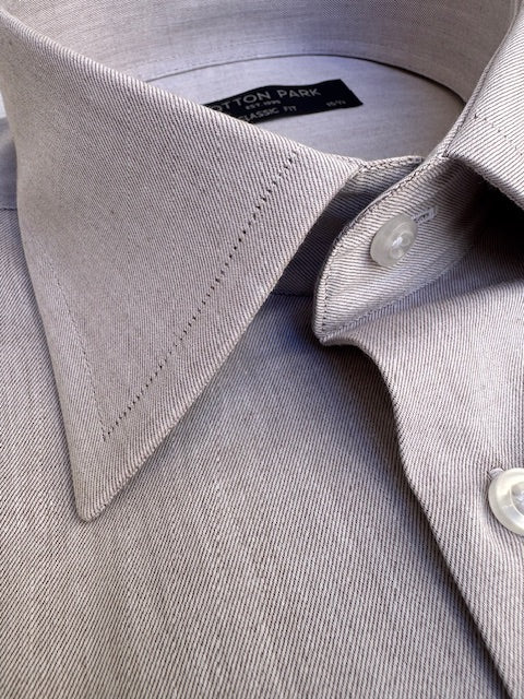 Chemise en twill de coton beige col français