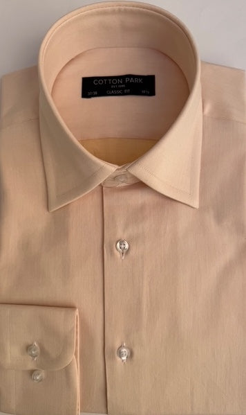 Chemise en twill de coton saumon col français