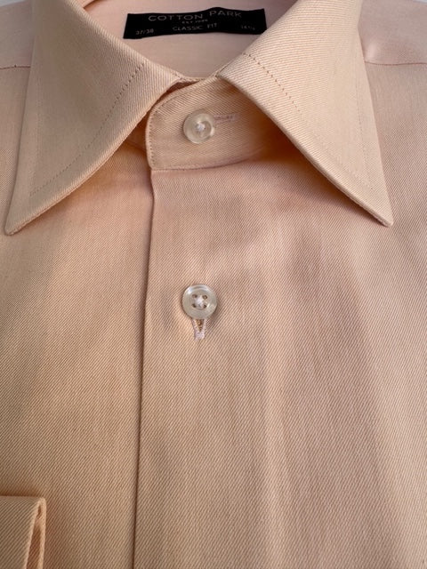 Chemise en twill de coton saumon col français