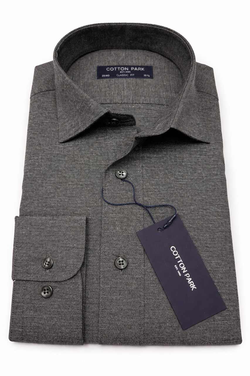 Chemise homme en serge gris chiné
