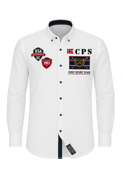 Chemise blanche Oxford brodée de la marque Cotton Park