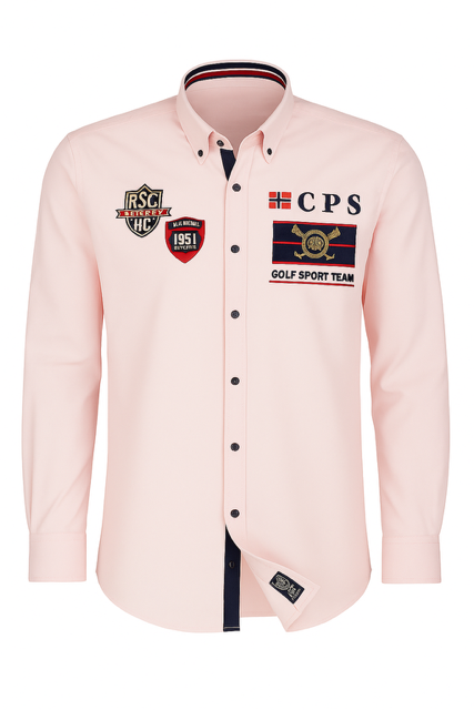 Embroidered chic yellow check sports shirt