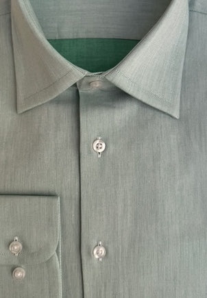 Chemise en twill de coton vert col français
