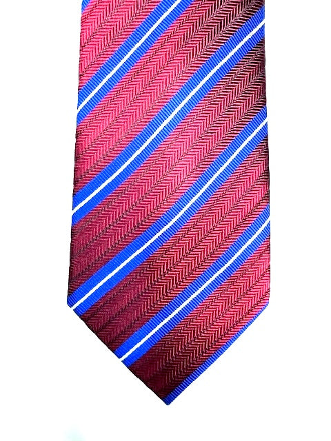 Cravate en soie tissée club bordeaux et bleu royal