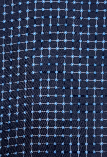 Ascot bleu marine à motifs carreaux et fleurs bleues