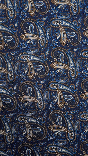 Ascot bleu et marron à motifs paisley