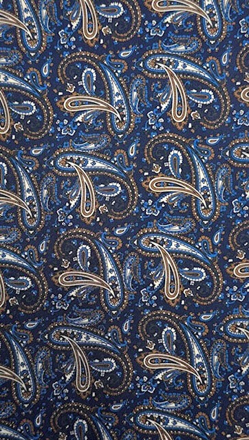 Pochette soie cachemire bleu et marron