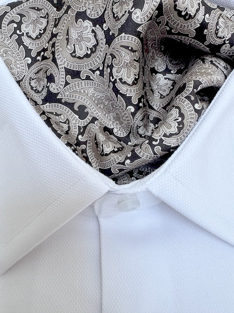 Ascot en soie noir et gris 