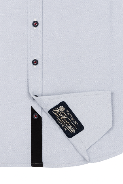 partie avant de la chemise Oxford bleu ciel brodée