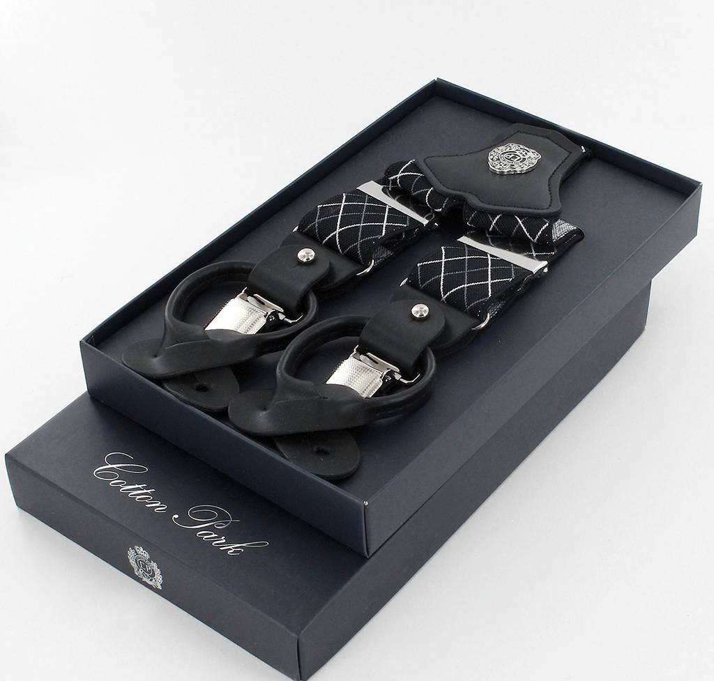 Bretelles Hommes Noires 3,8 Cm WELKINLAND - Crochets Métal Pivotants, Réglables, Confort X, Travail Décontracté
