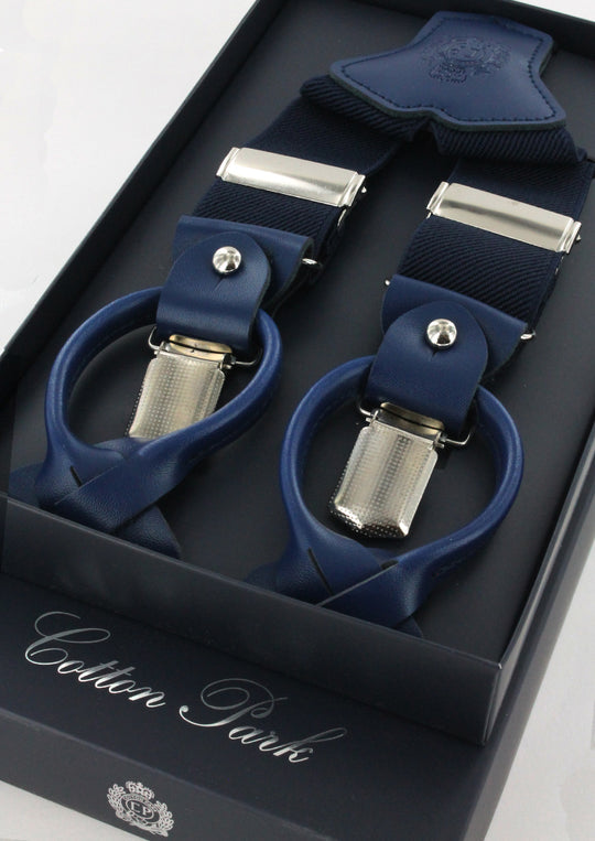 Bretelles homme bleu marine unies