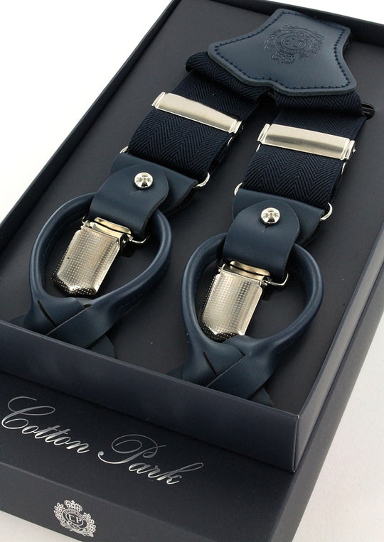 Bretelles homme bleu marine à motif chevron