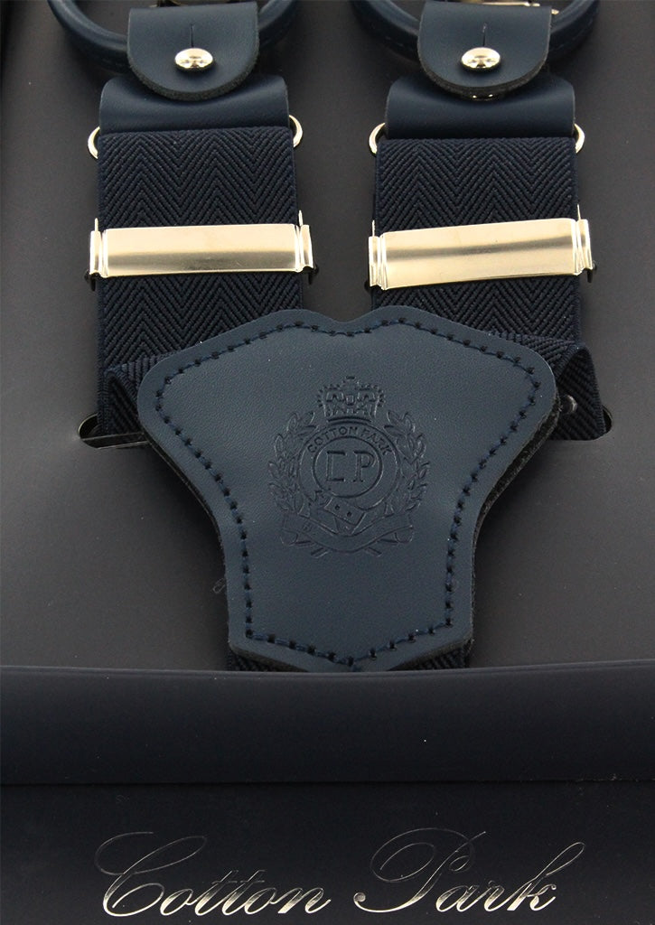 Bretelles homme bleu marine à motif chevron