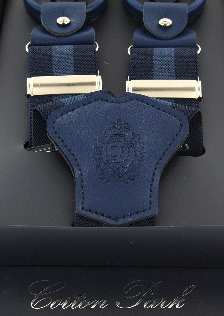 Bretelles homme bleu marine à rayures bleues