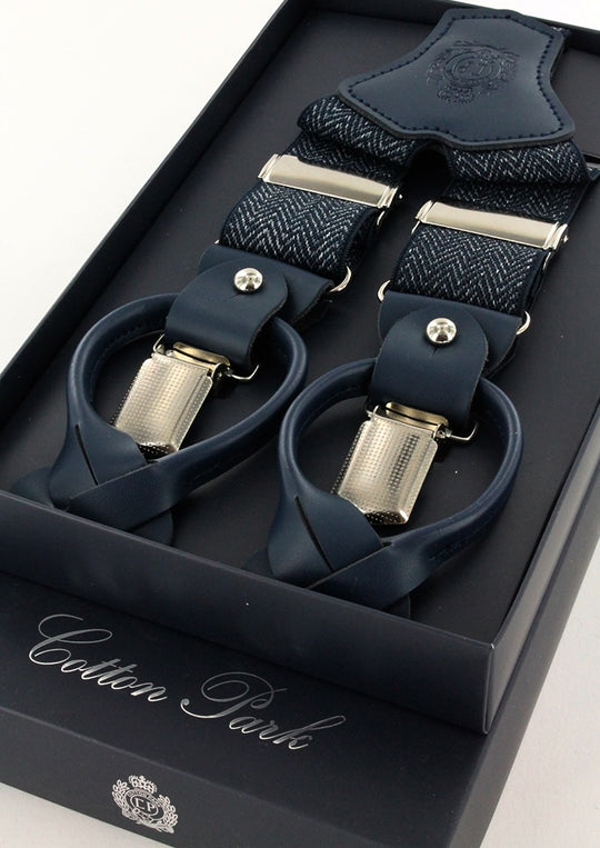 Bretelles homme bleues motif chevron