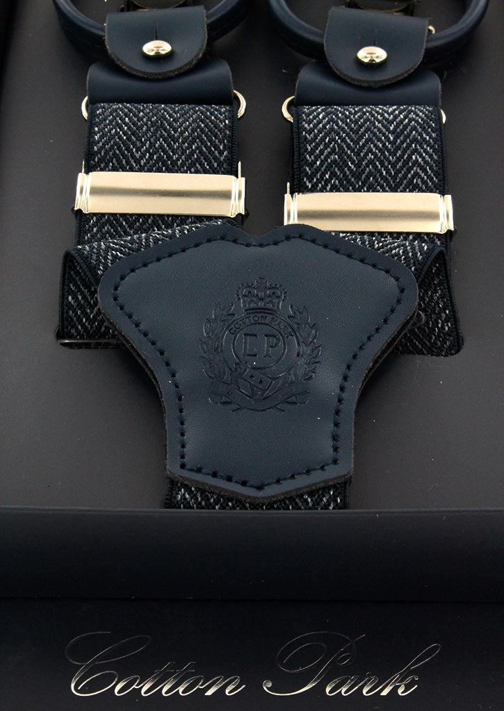 Bretelles homme bleues motif chevron