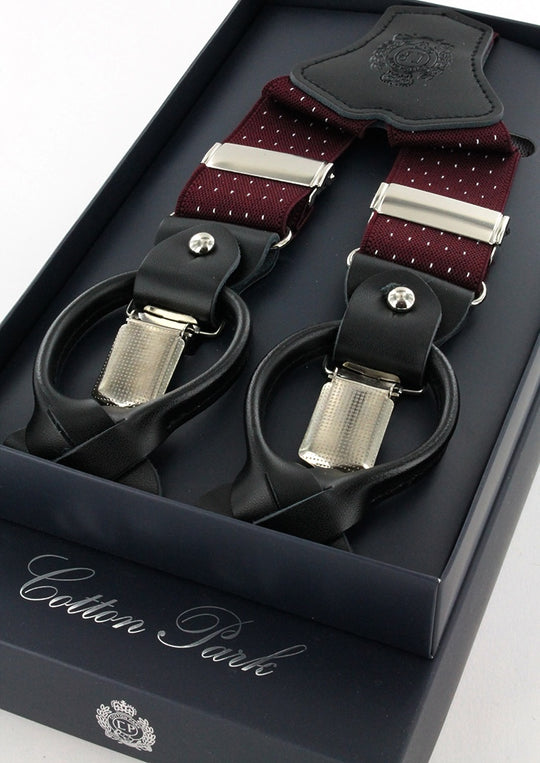 Bretelles homme bordeaux à pois blancs