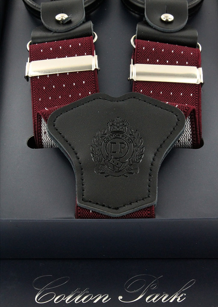 Bretelles homme bordeaux à pois blancs