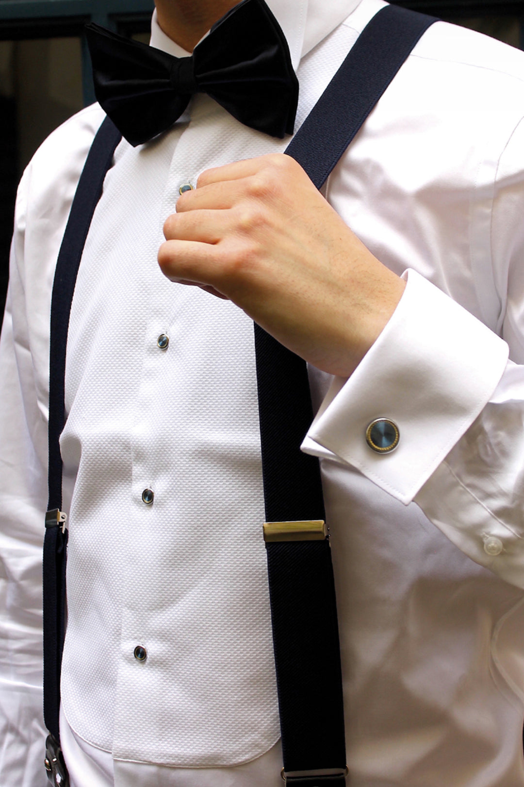 Chemise cintrée blanche col cassé tuxedo