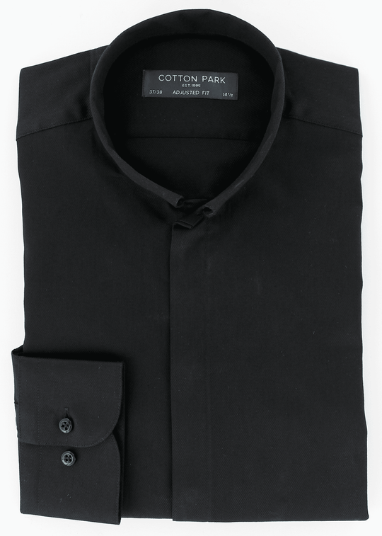 Chemise élégante pour homme coupe cintrée col Inversé noire | Cotton Park