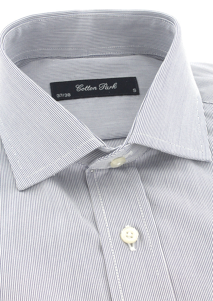 Chemise milleraie bleu clair col italien