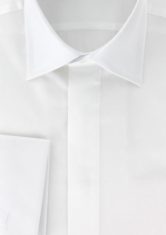 Chemise blanche gorge cachée poignets mousquetaires
