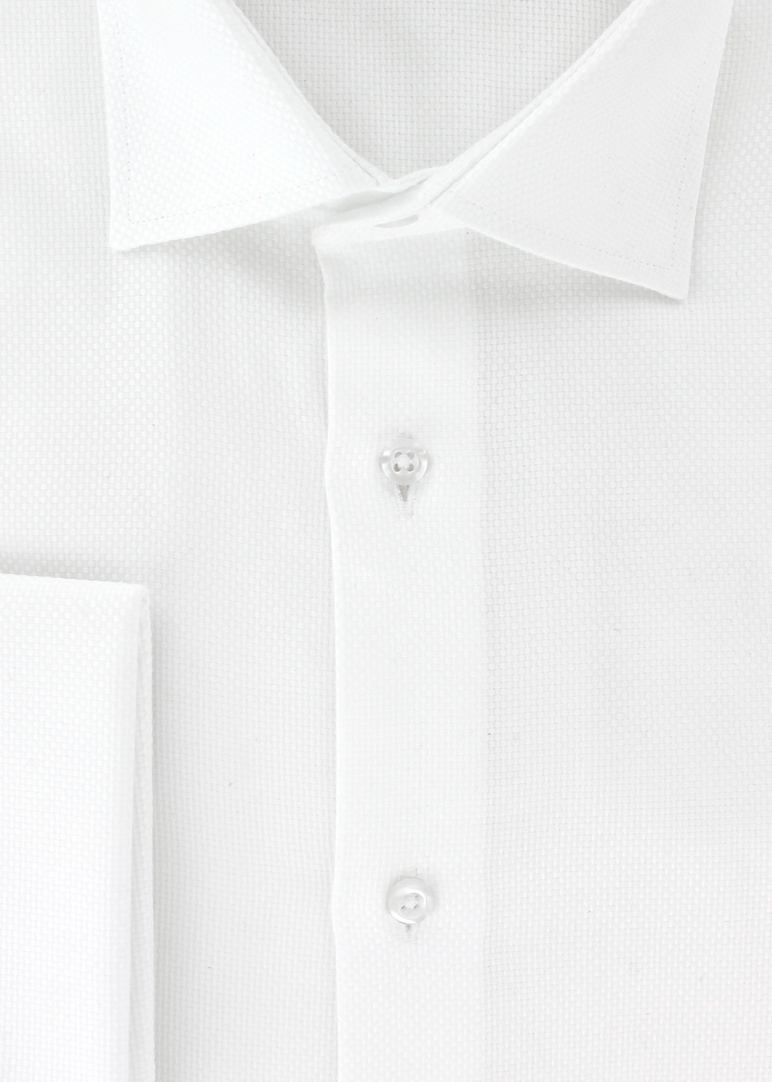Chemise cintrée natté blanc à poignets mousquetaires | Cotton Park