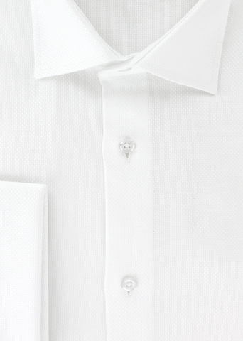 Chemise cintrée natté blanc à poignets mousquetaires | Cotton Park