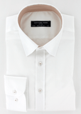 Chemise élégante pour homme blanche opposition beige double retors | Cotton Park