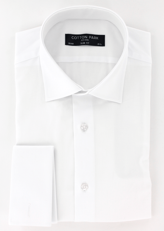 Chemise cintrée twill blanc à poignets mousquetaires | Cotton Park