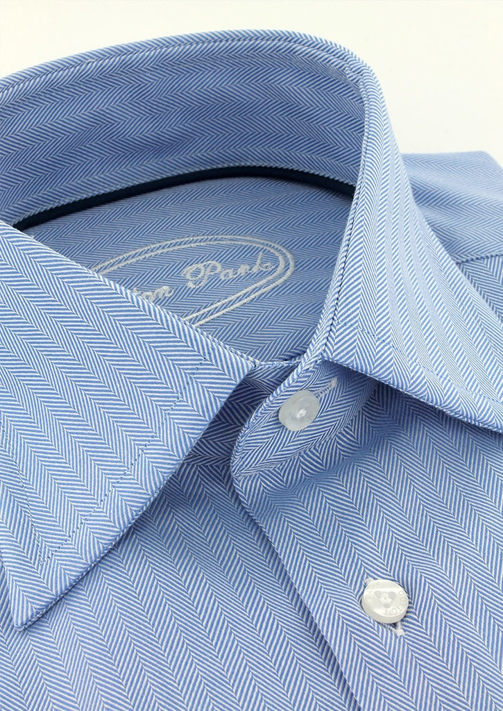 Chemise bleu ciel tissage chevron double retors
