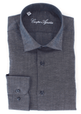 Chemise élégante pour homme en lin bleu gris | Cotton Park