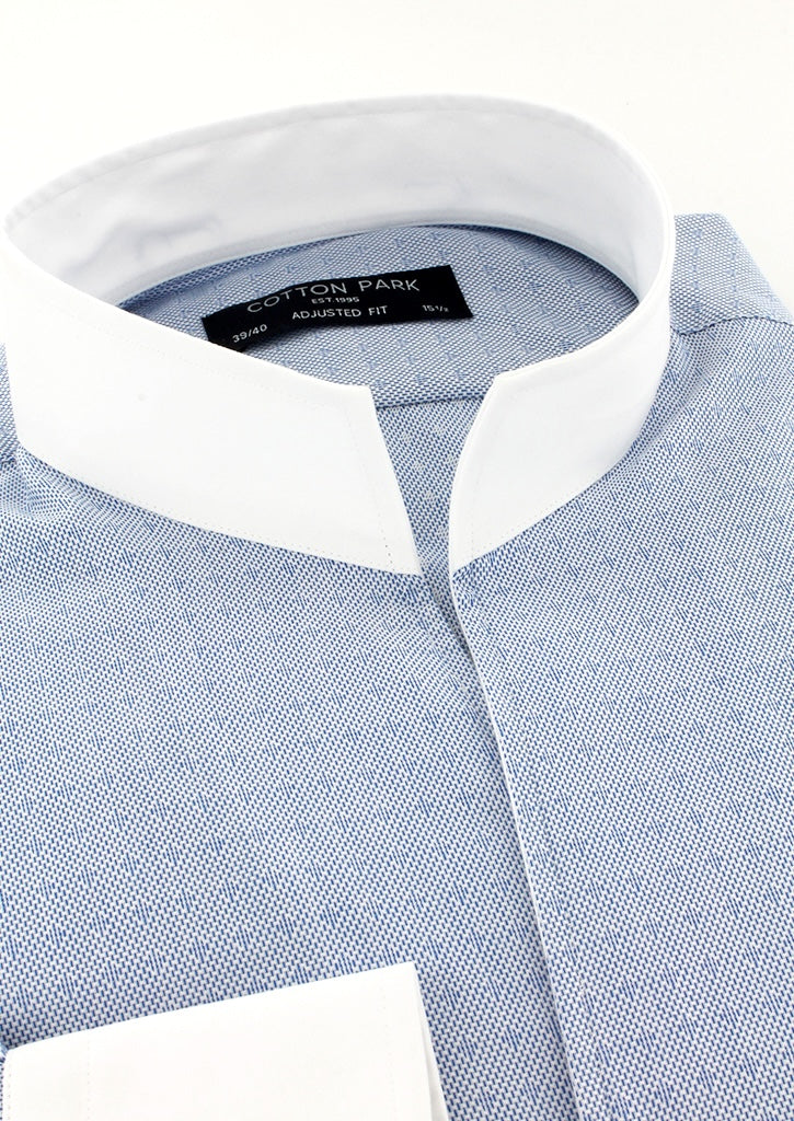 Chemise col indien bleue à motifs Cotton Park - Main Image