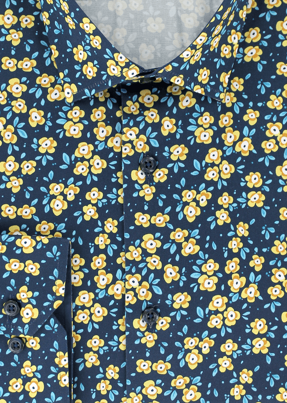 Chemise bleue à fleurs - Madeleine
