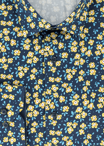 Chemise bleue à fleurs - Madeleine | Cotton Park