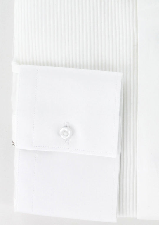 Chemise blanche col cassé plastron plissé